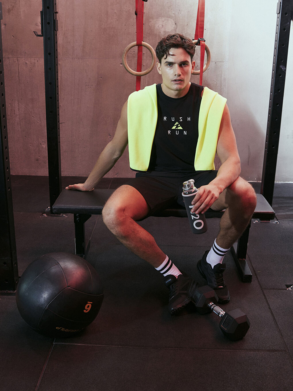 Sarı Uzun Kollu Erkek Spor Hoodie-1