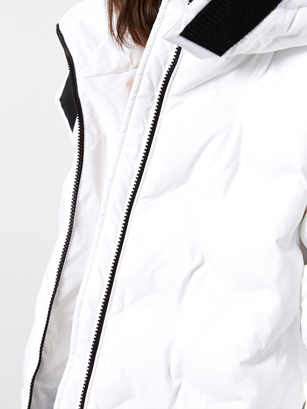 Женский пуховик с капюшоном, узорчатый, с длинным рукавом-3