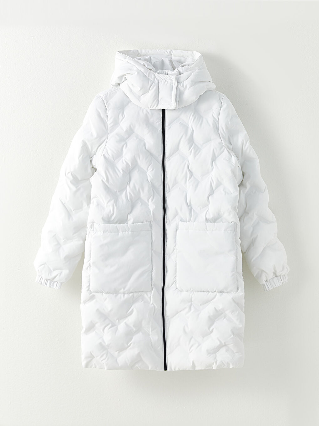 Женский пуховик с капюшоном, узорчатый, с длинным рукавом-5