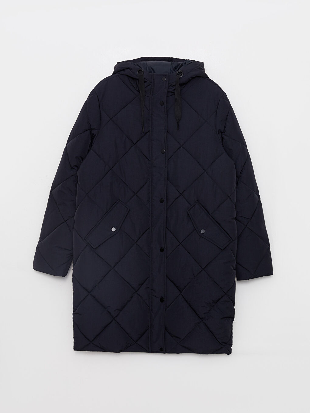 Siyah Kapüşonlu Kapitone Kadın Şişme Mont-6