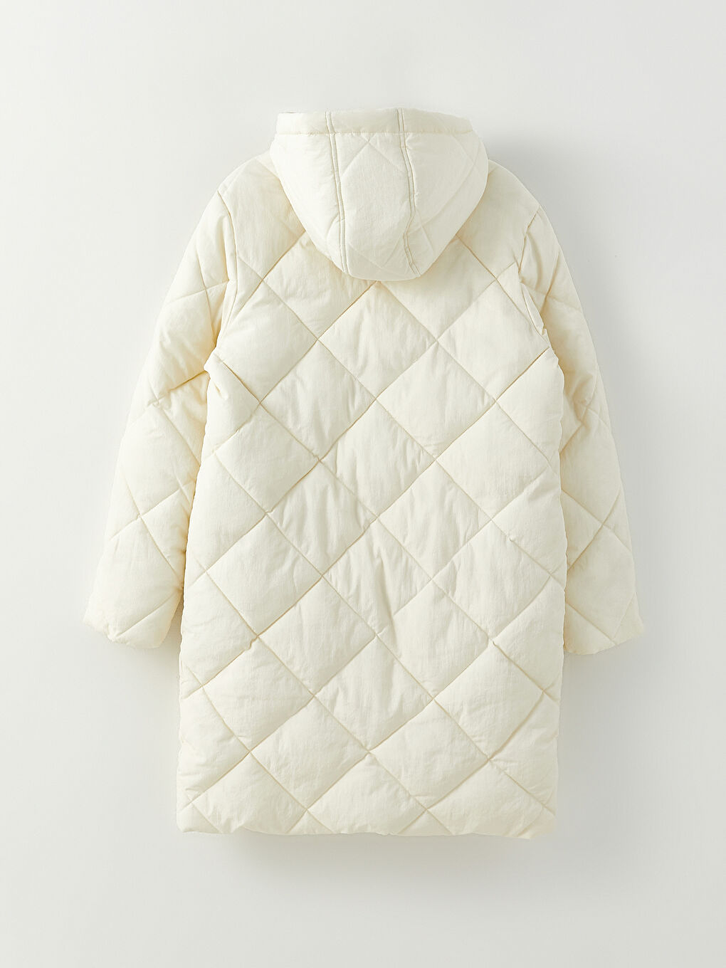 Bej Kapüşonlu Kapitone Kadın Şişme Mont-7