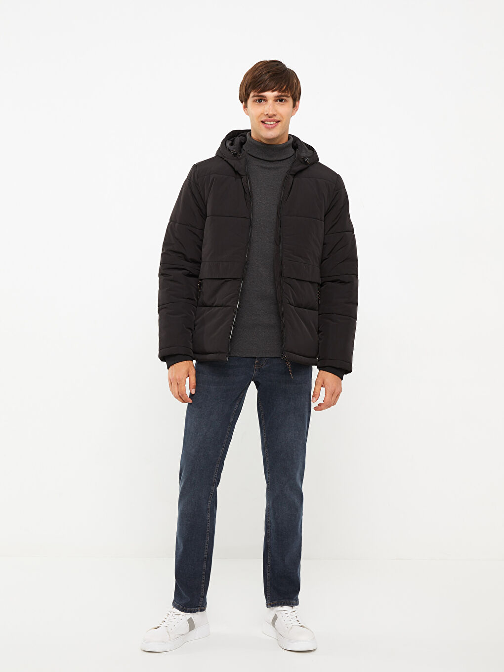 Standard Fit Hooded Men's Puffer Coat-1