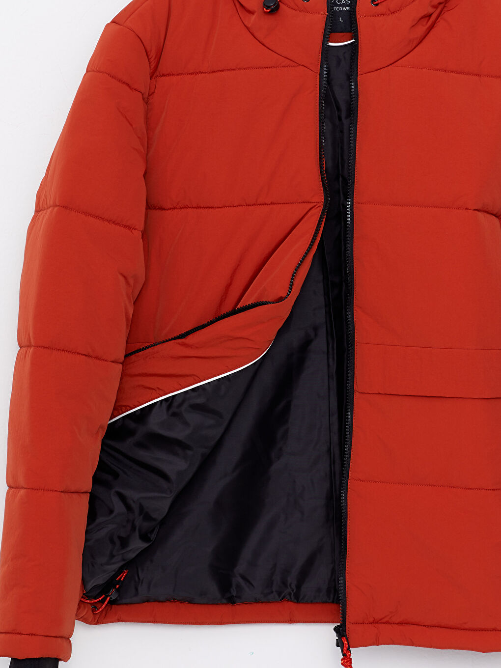 Turuncu Standart Kalıp Kapüşonlu Erkek Şişme Mont-7