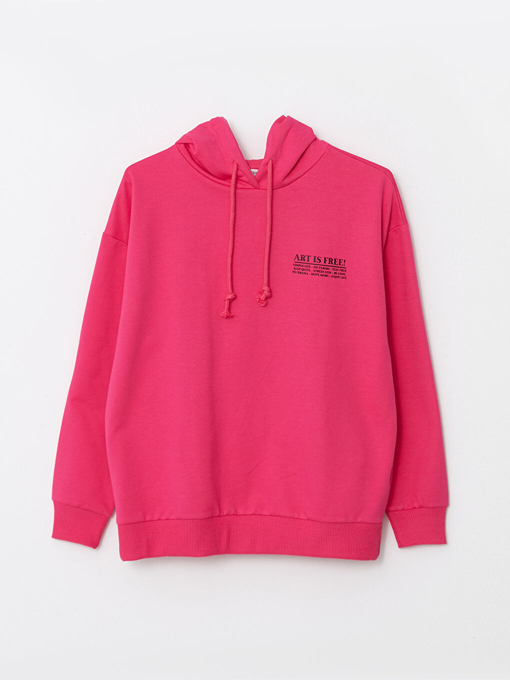 LCW Vision Koyu Pembe Kapüşonlu Baskılı Uzun Kollu Kadın Sweatshirt - 5