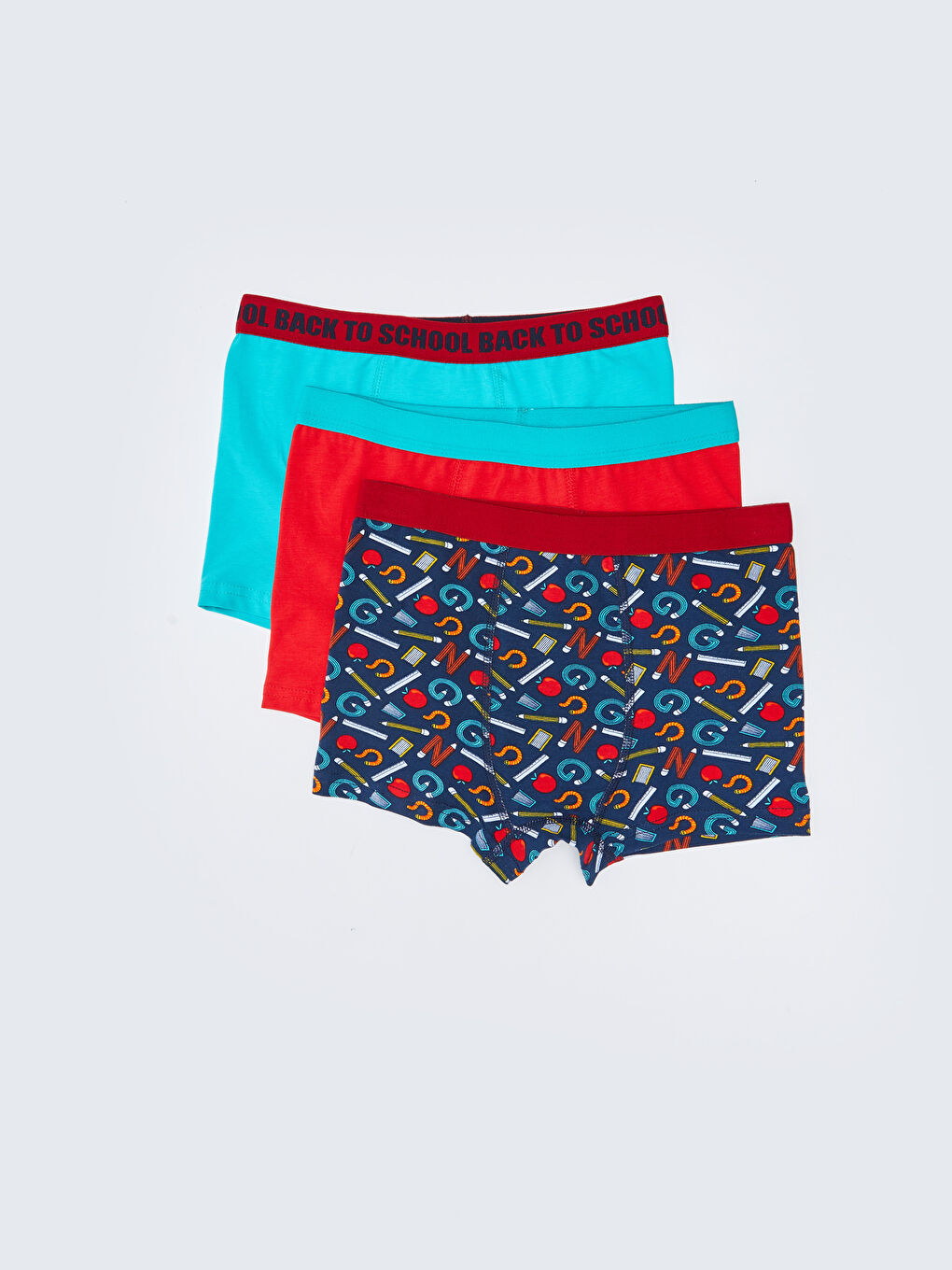 Lacivert Baskılı Pamuklu Erkek Çocuk Boxer 3'lü