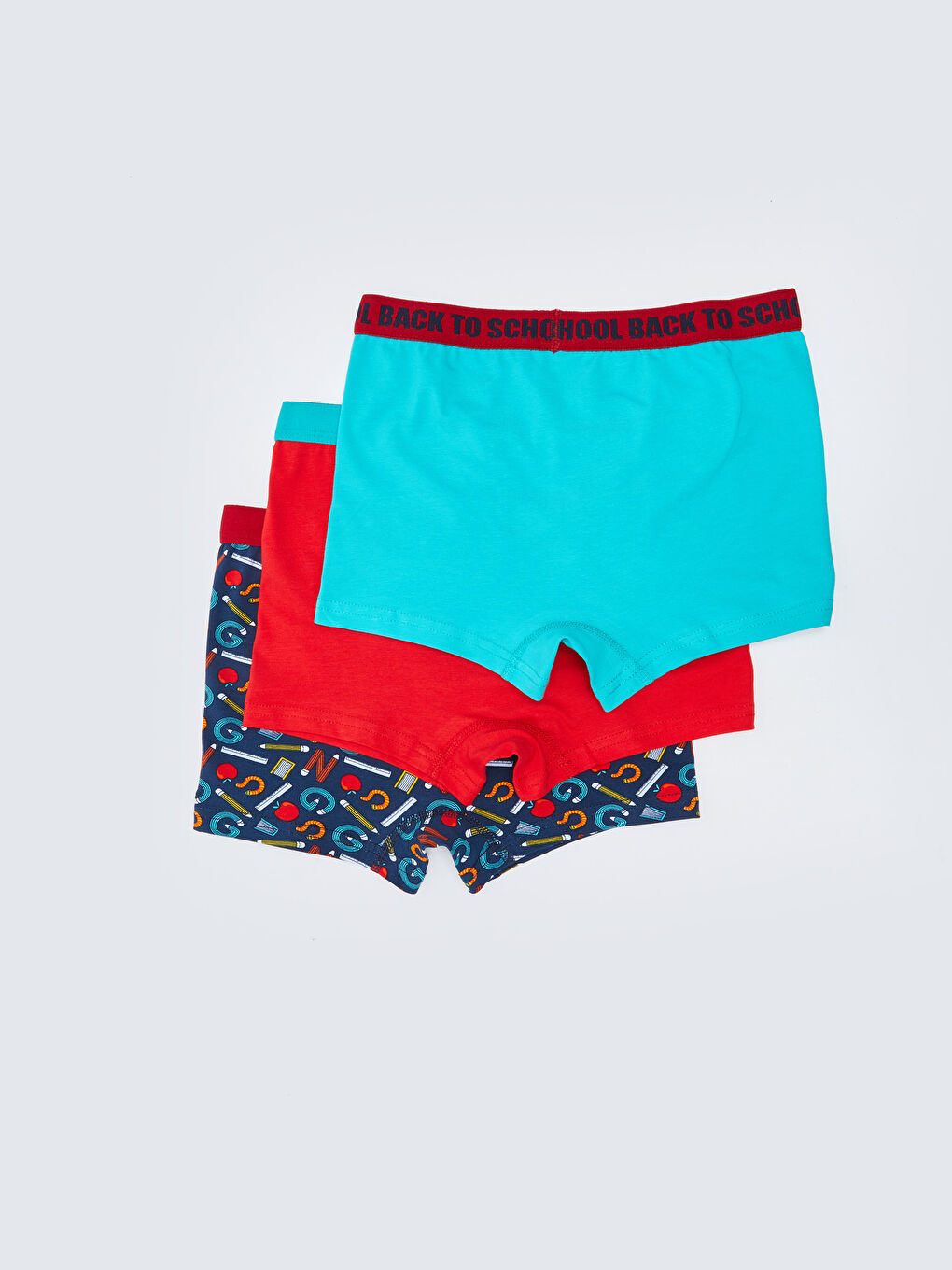 Lacivert Baskılı Pamuklu Erkek Çocuk Boxer 3'lü-1