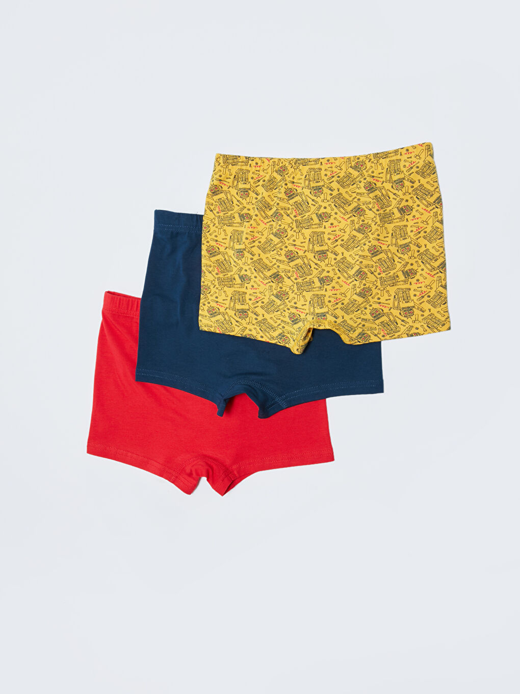 Sarı Pamuklu Erkek Çocuk Boxer 3'lü-1