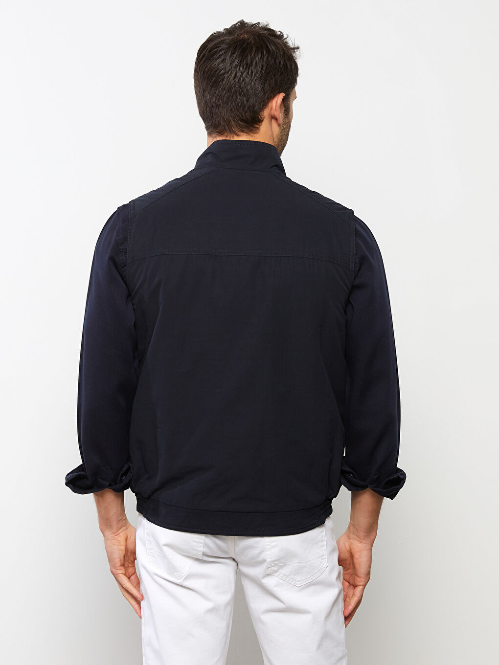 Lacivert Standart Kalıp Dik Yaka Erkek Yelek-4