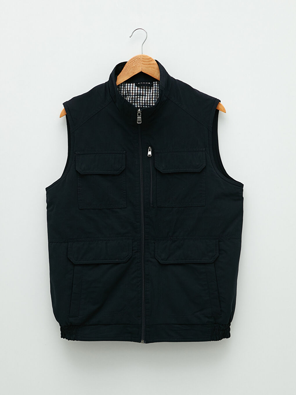 Lacivert Standart Kalıp Dik Yaka Erkek Yelek-5