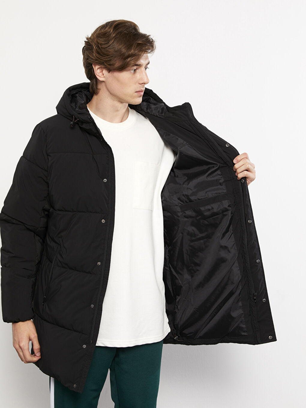 LCW Casual Standard Fit Hooded Thick Men's Coat -W28796Z8