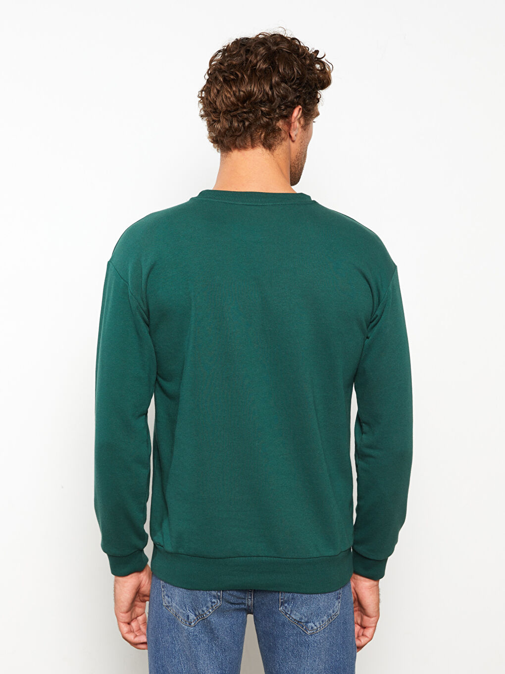 LCW Casual Yeşil Bisiklet Yaka Uzun Kollu Baskılı Erkek Sweatshirt - 6