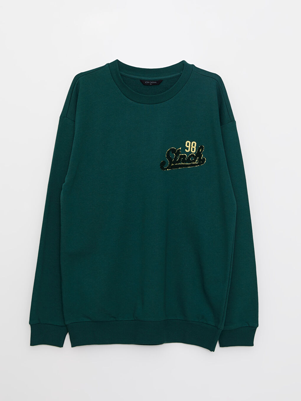 LCW Casual Yeşil Bisiklet Yaka Uzun Kollu Baskılı Erkek Sweatshirt - 7