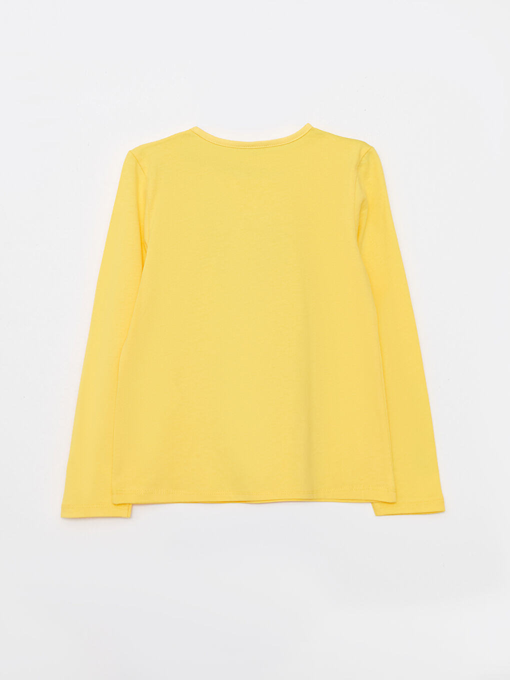 تيشيرت قطن بناتي مطبوع بكم طويل وفتحة رقبة مستديرة-1