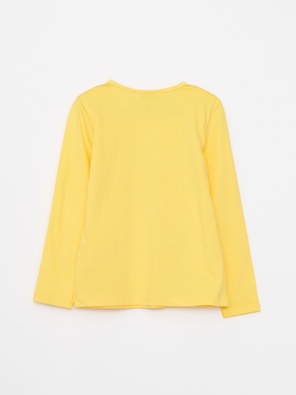 تيشيرت قطن بناتي مطبوع بكم طويل وفتحة رقبة مستديرة-1