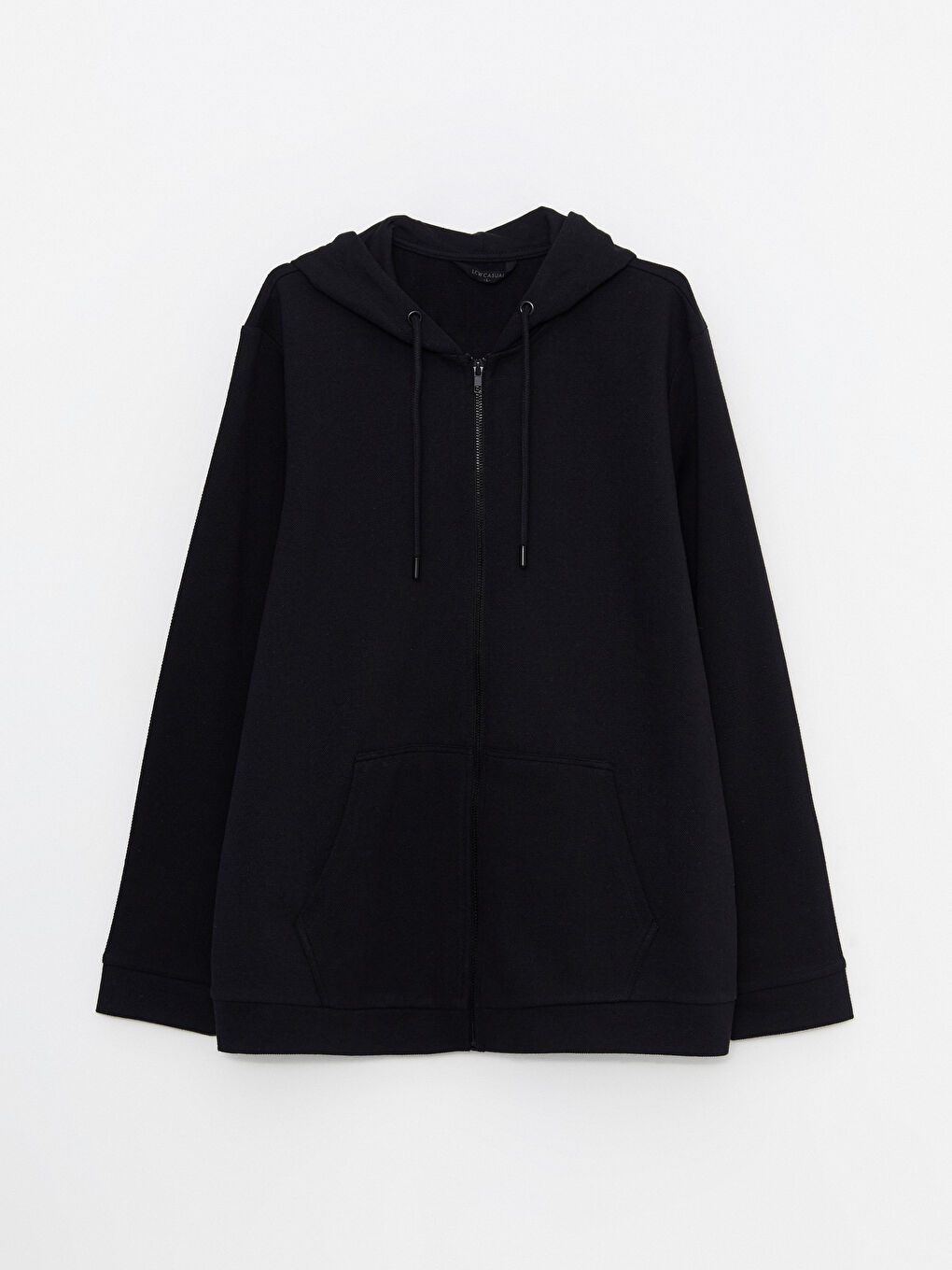 Siyah Standart Kalıp Kapüşonlu Erkek Spor Hırka-6