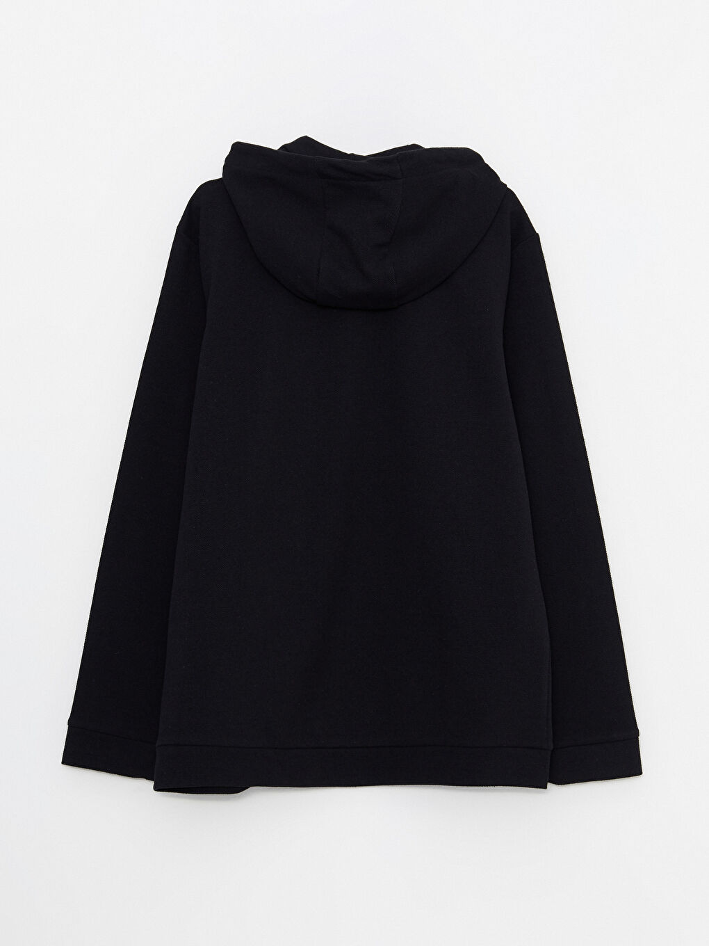 Siyah Standart Kalıp Kapüşonlu Erkek Spor Hırka-7