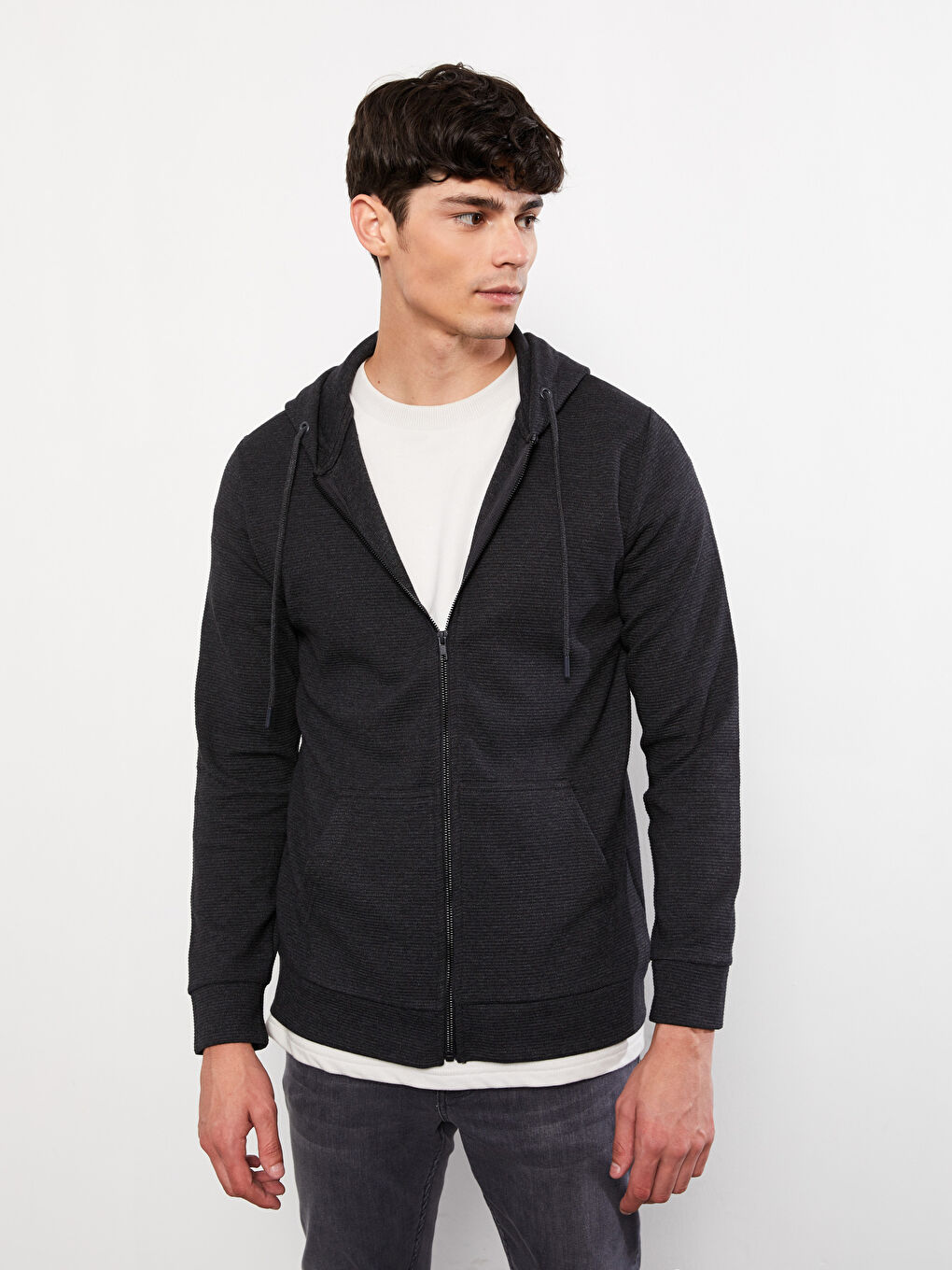 Hooded Long Sleeve Men's Sports Cardigan-1