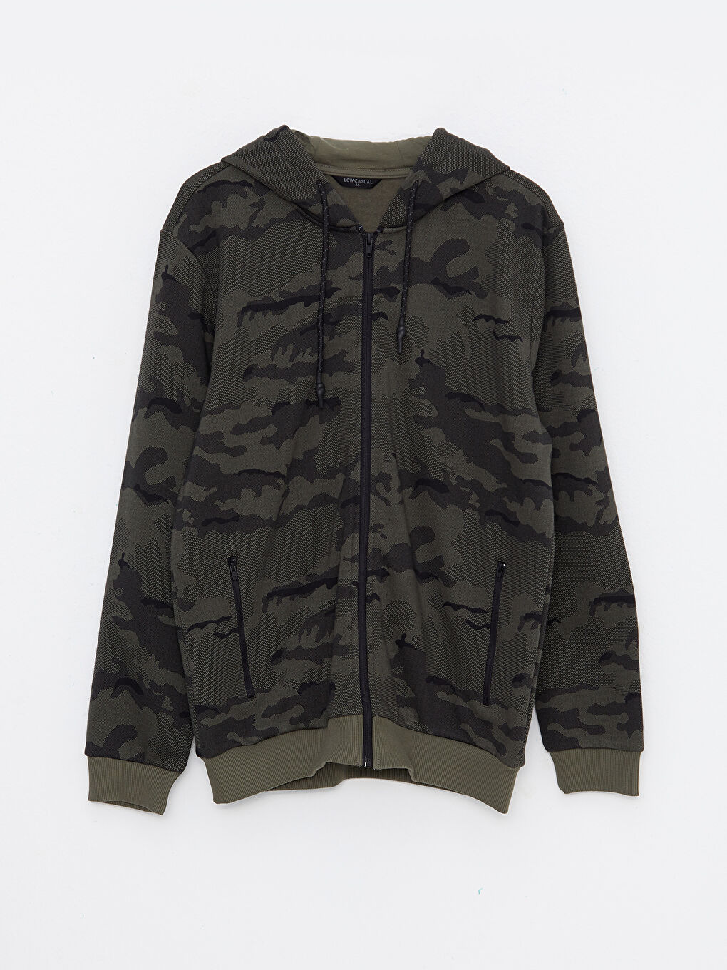 Standard Pattern Hooded Men's Thick Sports Cardigan-5