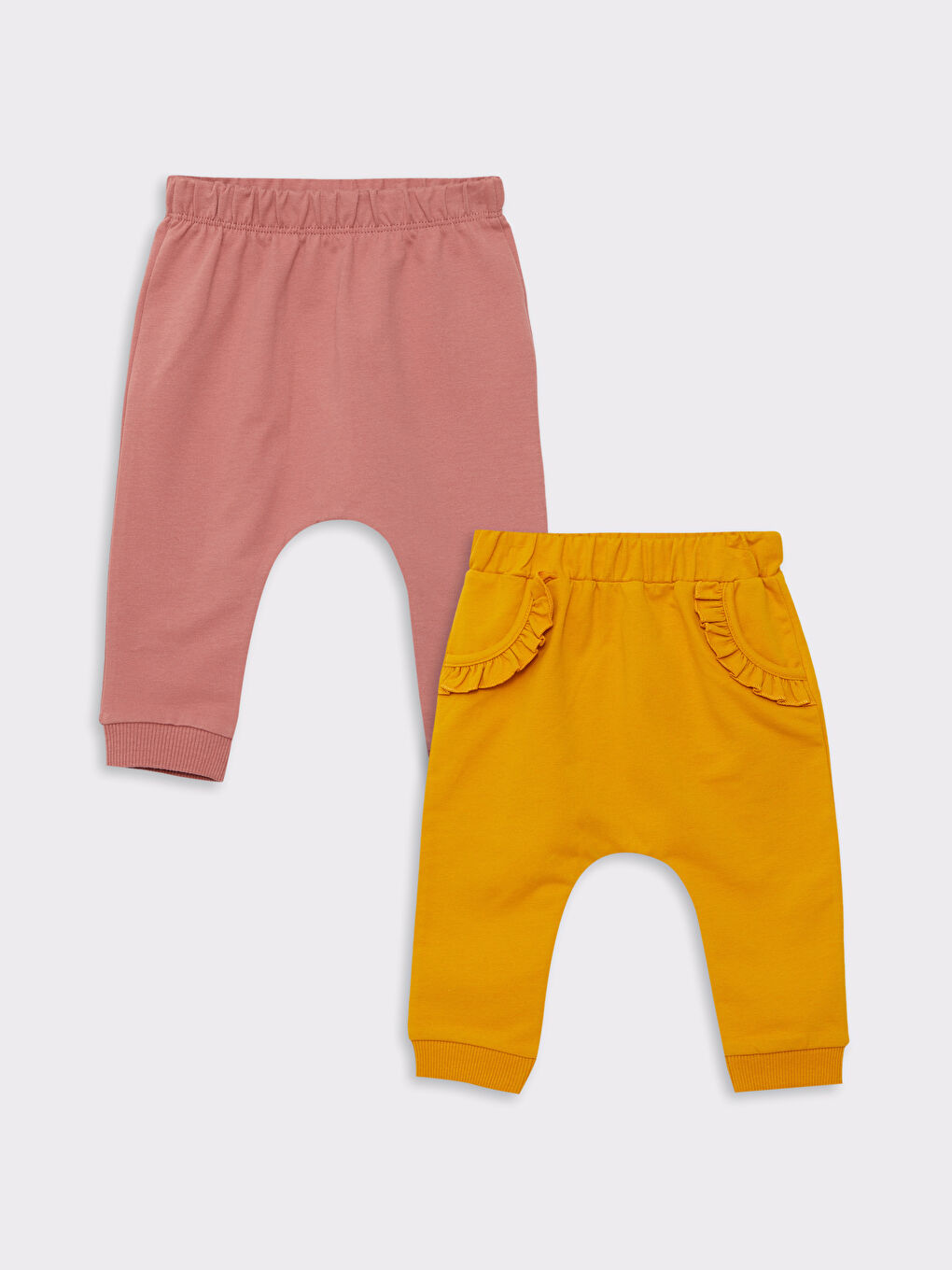 Elastic Waist Basic Baby Girl Trousers 2-Pack-3