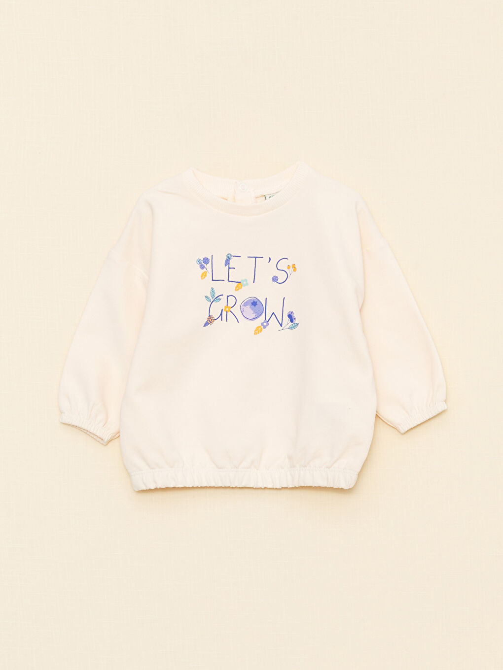 Crew Neck Long Sleeve Printed Organic Cotton Baby Girl Sweatshirt and Trousers 2-Pack Set-1