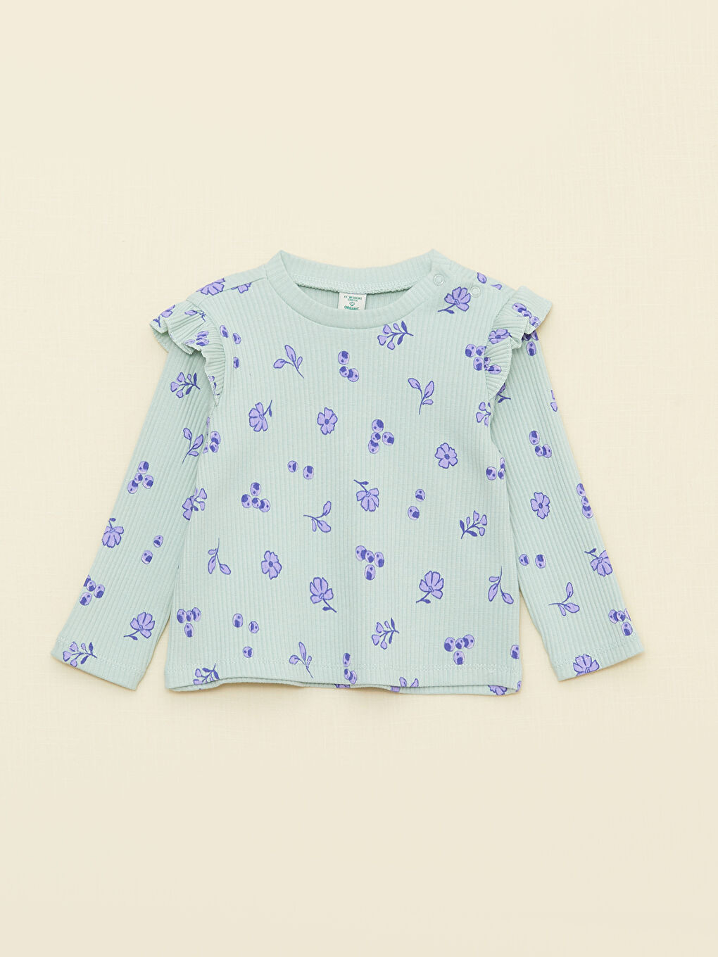 Crew Neck Long Sleeve Printed Organic Cotton Baby Girl T-shirt and Tights 2-Pack Set-1