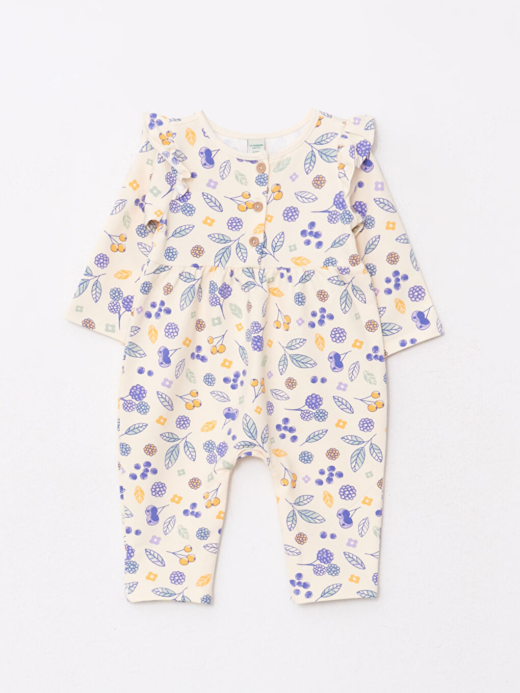 LCW baby Crew Neck Long Sleeve Printed Baby Girls' Jumpsuit -W28859Z1-LRB