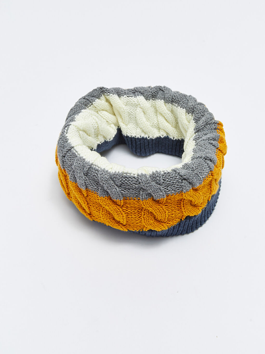 Color Block Pompom Boy Cap and Neck Collar-2