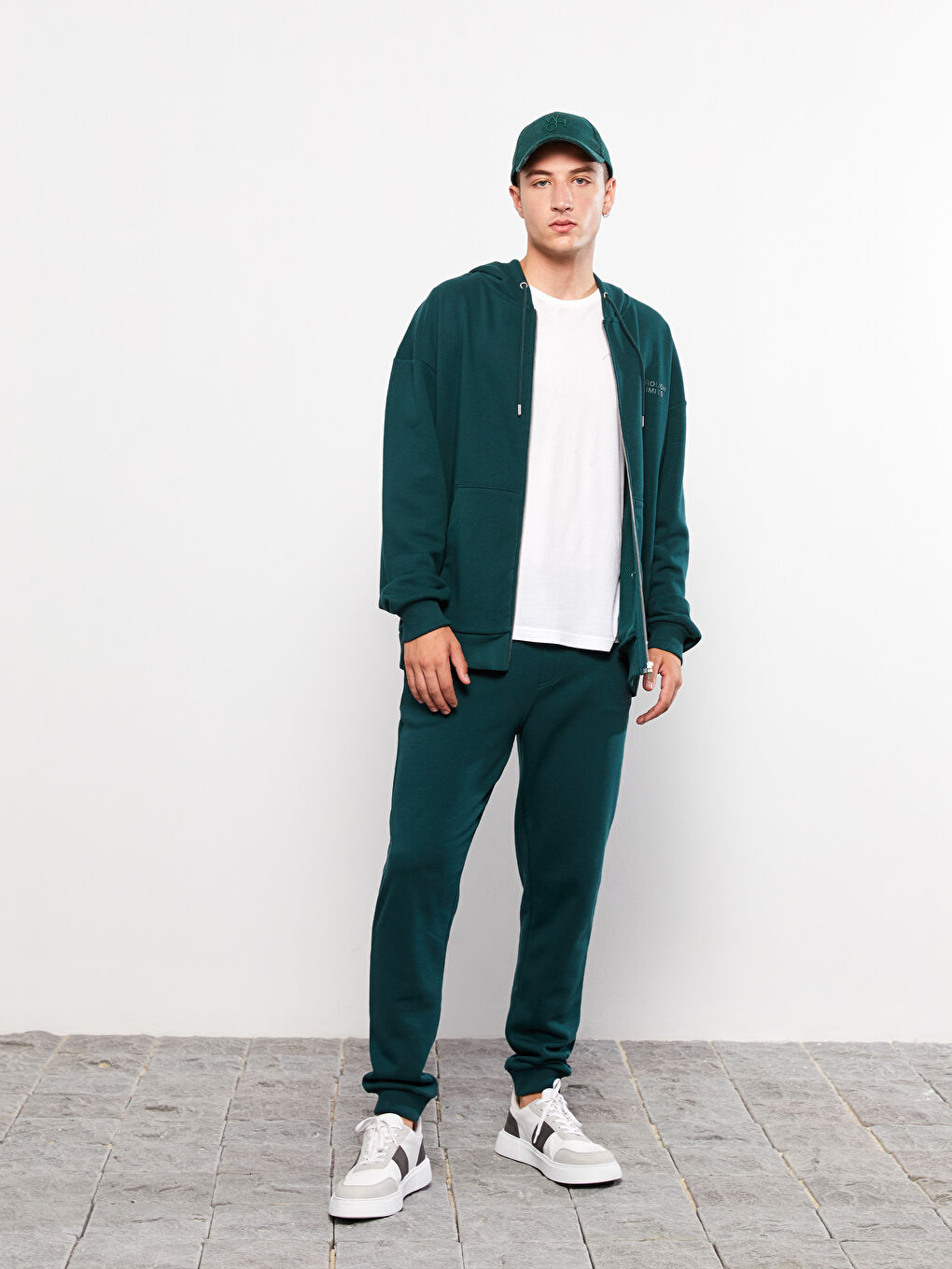 Yeşil Standart Kalıp Erkek Kalın Eşofman Altı