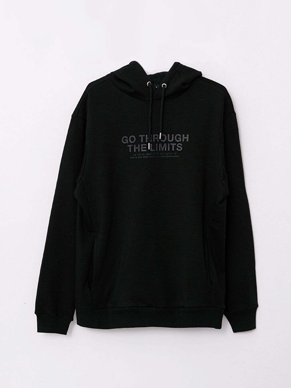 XSIDE Yeni Siyah Uzun Kollu Baskılı Erkek Hoodie - 5