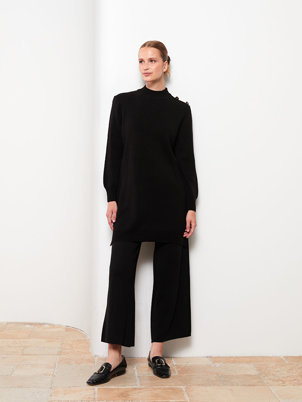 Women's Elasticated Waist Plain Knitwear Trousers