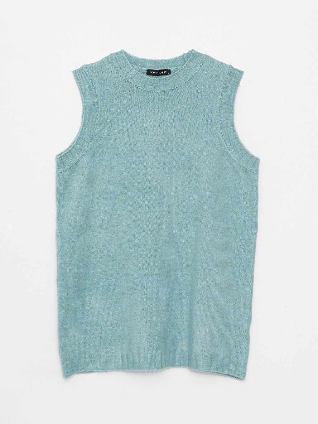 Yeşil Kadın Bisiklet Yaka Düz Triko Süveter-5