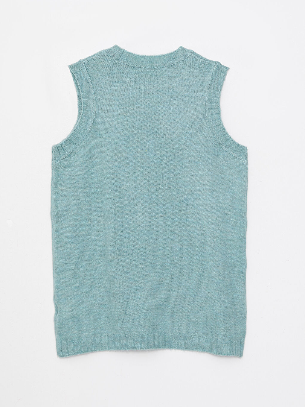 Yeşil Kadın Bisiklet Yaka Düz Triko Süveter-6