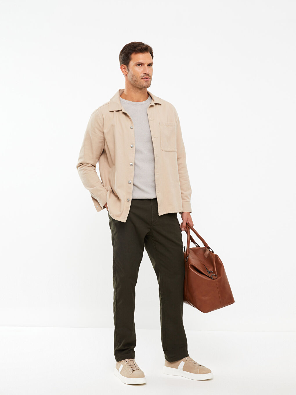 Брюки чино мужские из габардина стандартного кроя-1