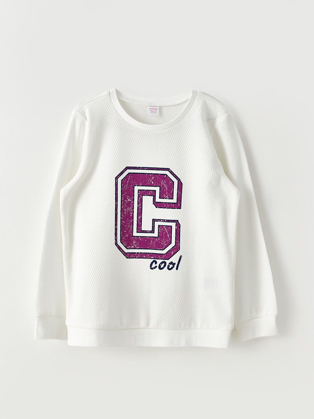 Ekru Bisiklet Yaka Baskılı Uzun Kollu Kız Çocuk Pijama Takımı-1