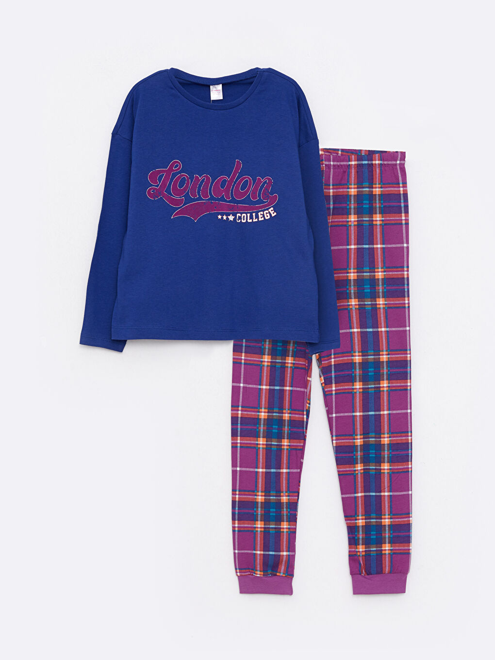 Crew Neck Printed Long Sleeve Girls' Pyjama Set-5