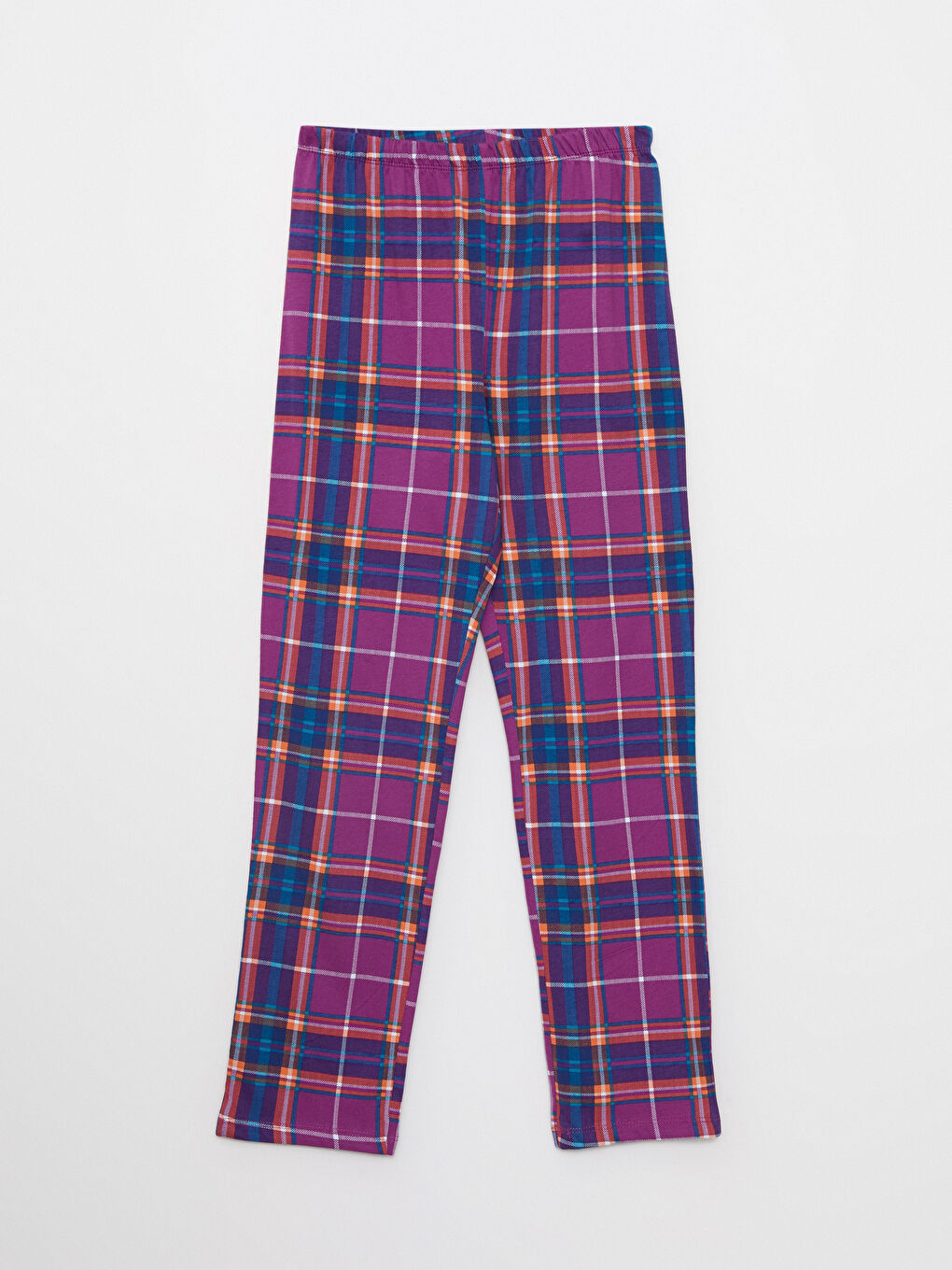 Set de Pijama pentru Fete cu Guler de Cămașă, Carouri și Mânecă Lungă-2