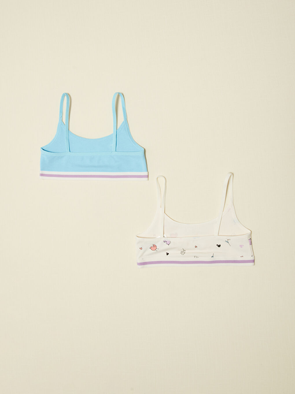 Mavi Baskılı Pamuklu Kız Çocuk Büstiyer 2'li-1