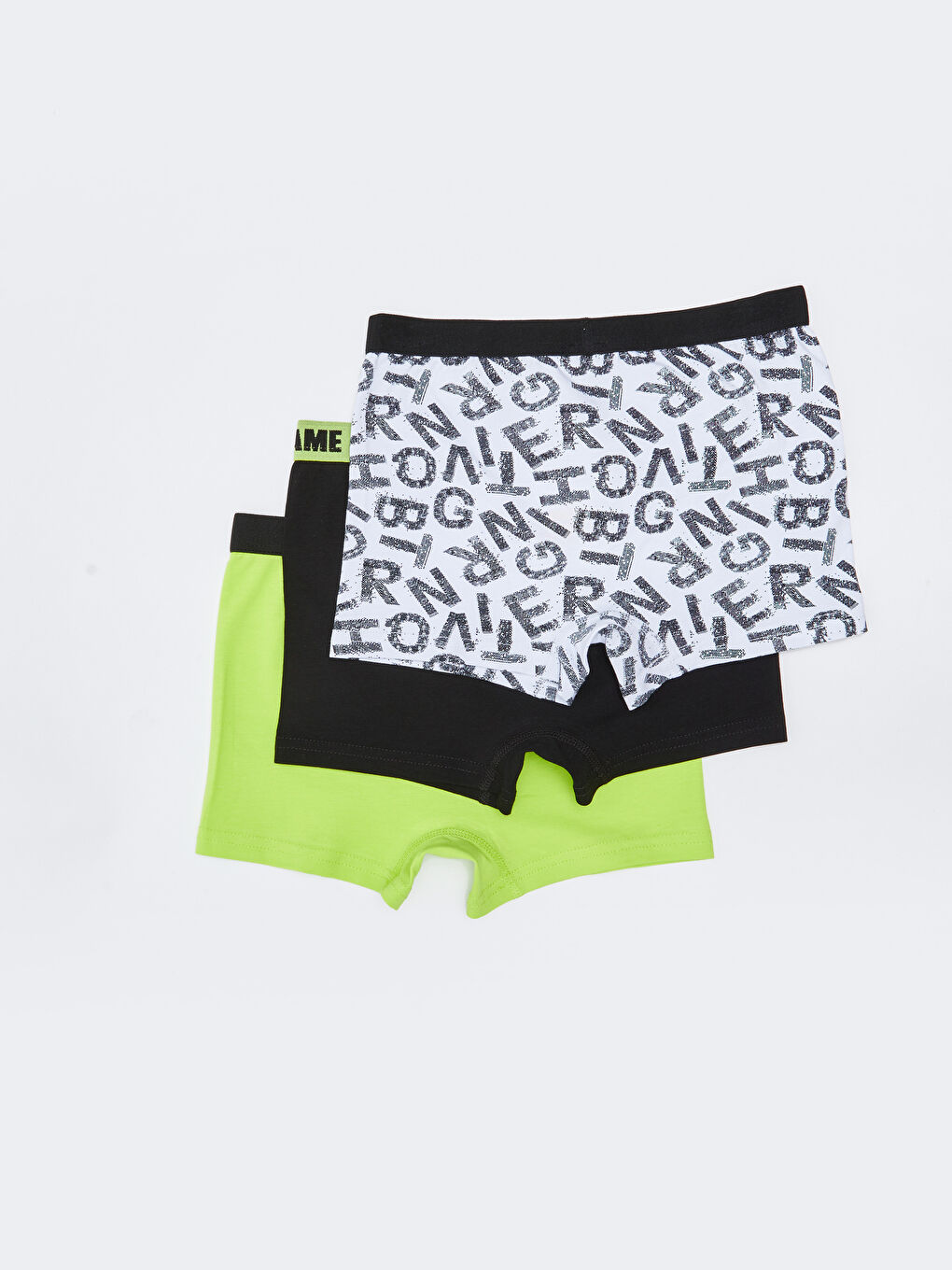 Beyaz Baskılı Pamuklu Erkek Çocuk Boxer 3'lü-1