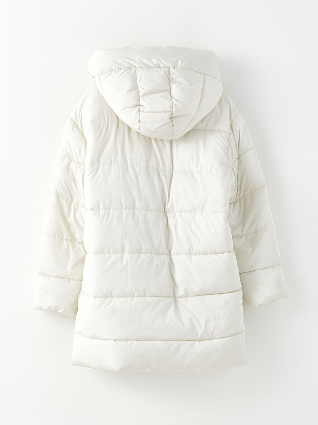 Ekru Kadın Kapüşonlu Düz Şişme Mont-8