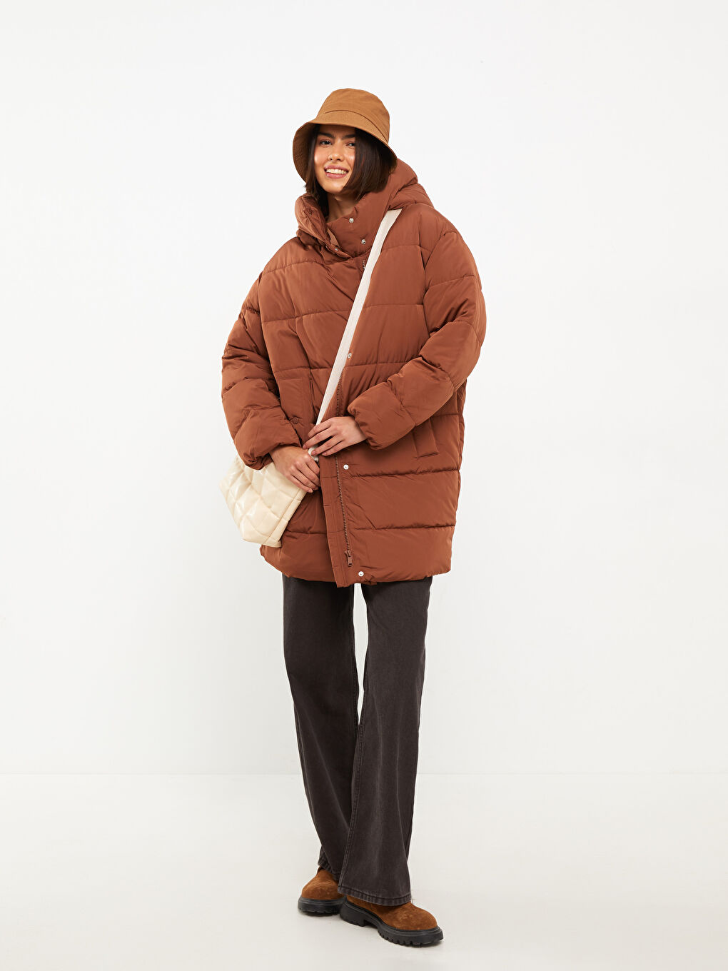 Women's Hooded Plain Puffer Coat