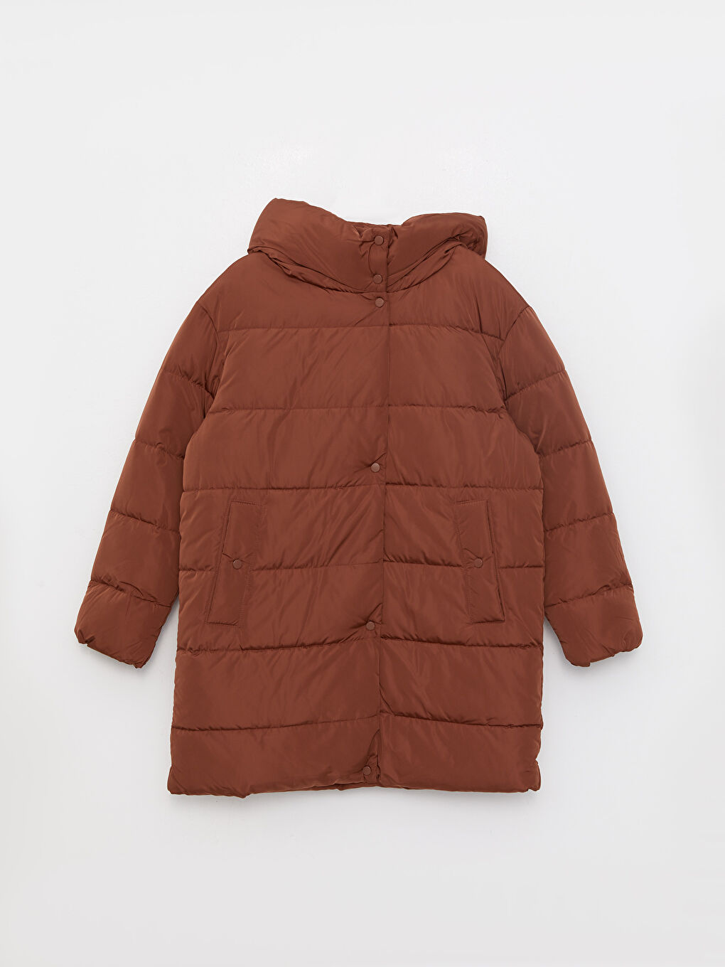 Women's Hooded Plain Puffer Coat-6