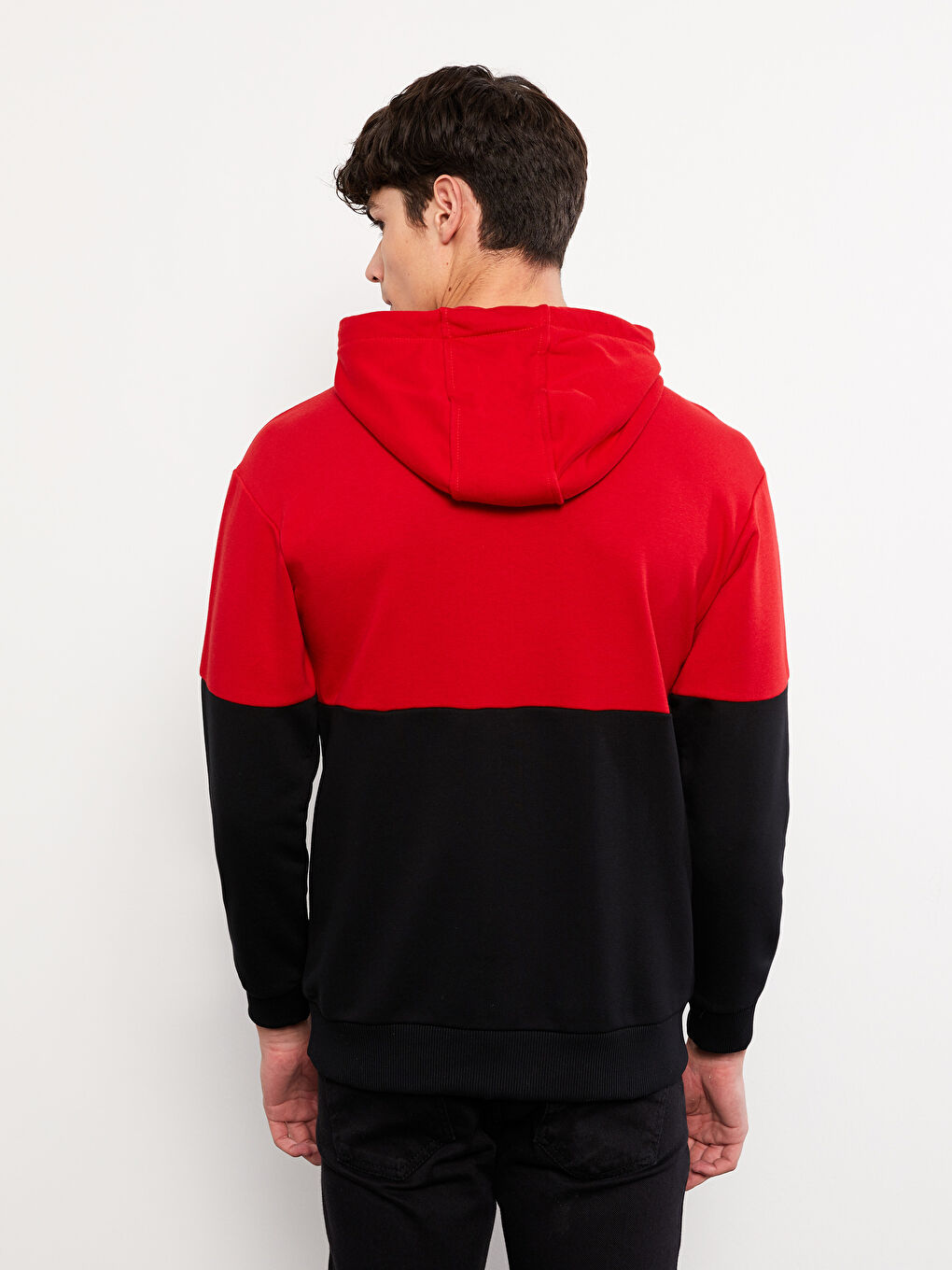 LCW Casual Kırmızı Uzun Kollu Renk Bloklu Erkek Hoodie - 4