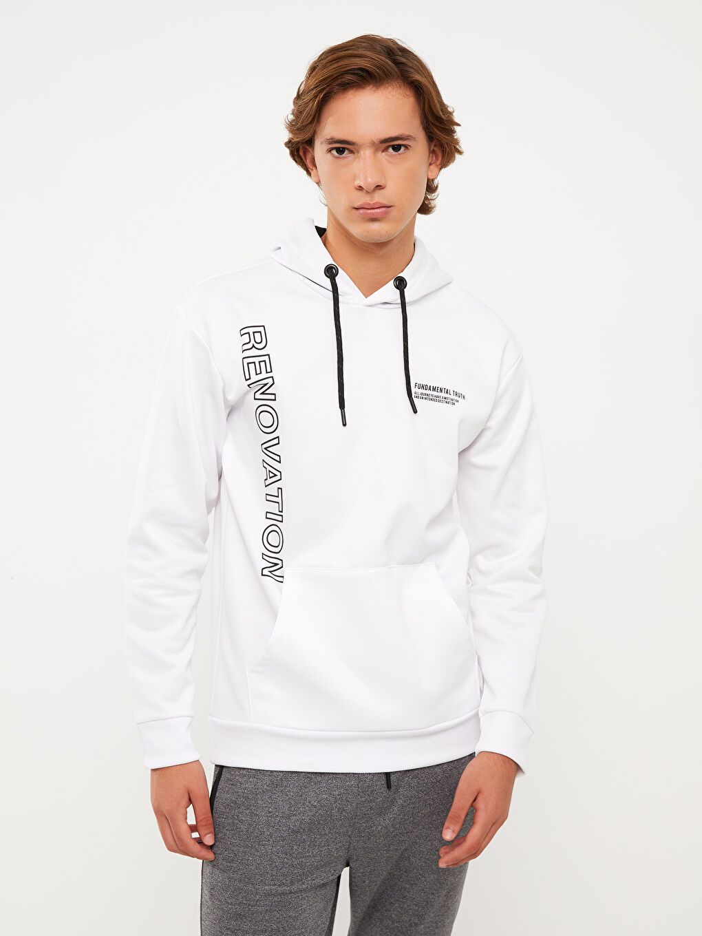 Мужское худи с длинным рукавом и принтом-1