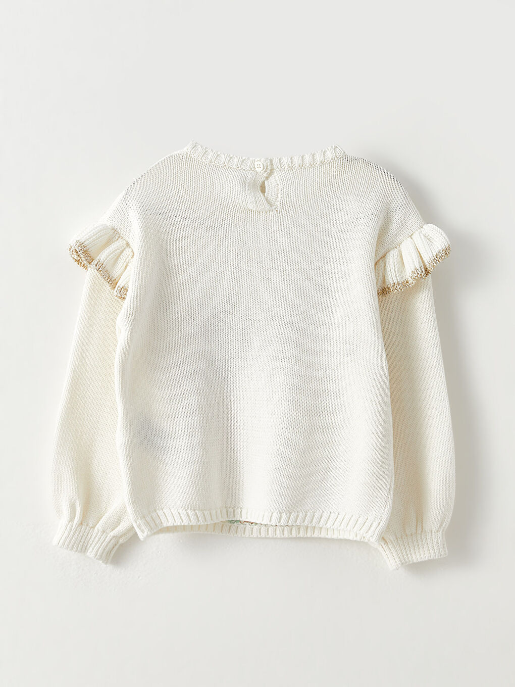 Crew Neck Long Sleeve Patterned Baby Girl Tricot Sweater-1