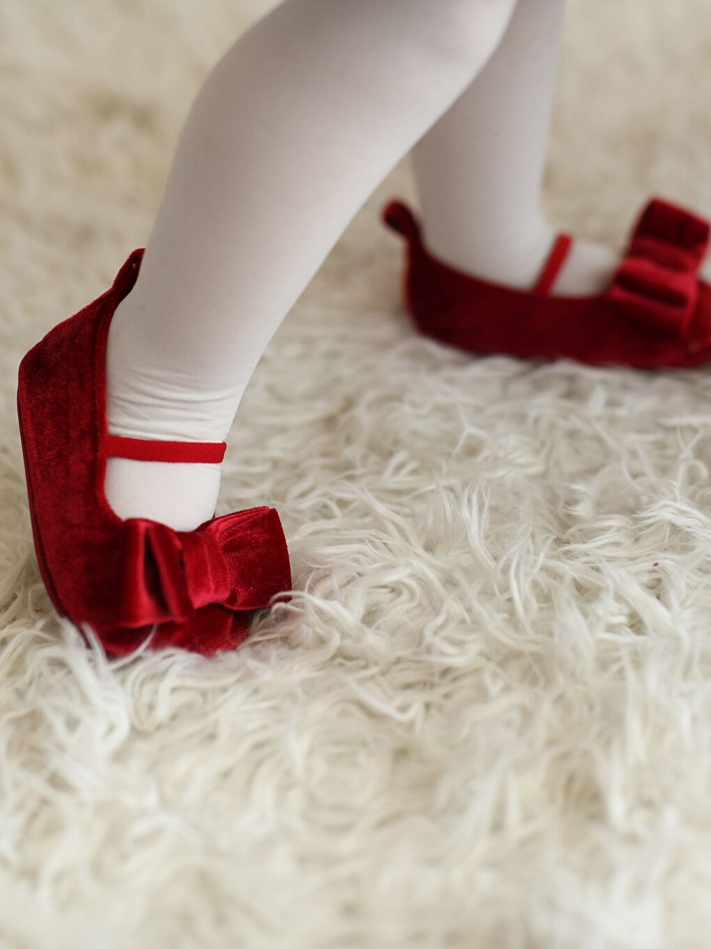 Kırmızı Fiyonk Detaylı Kız Bebek İlk Adım Ayakkabısı-1