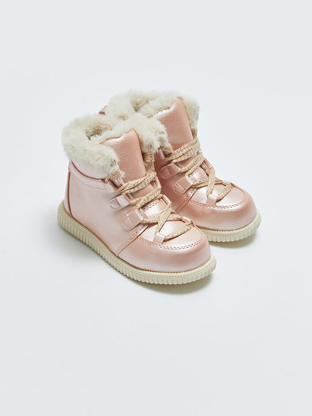 Pembe Bağcıklı Fermuarlı Kız Bebek Bot