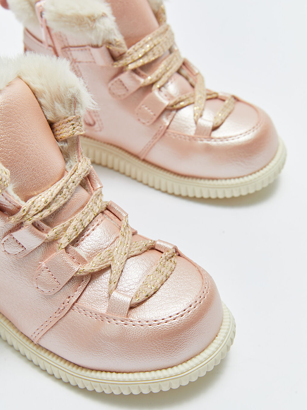 Pembe Bağcıklı Fermuarlı Kız Bebek Bot-2