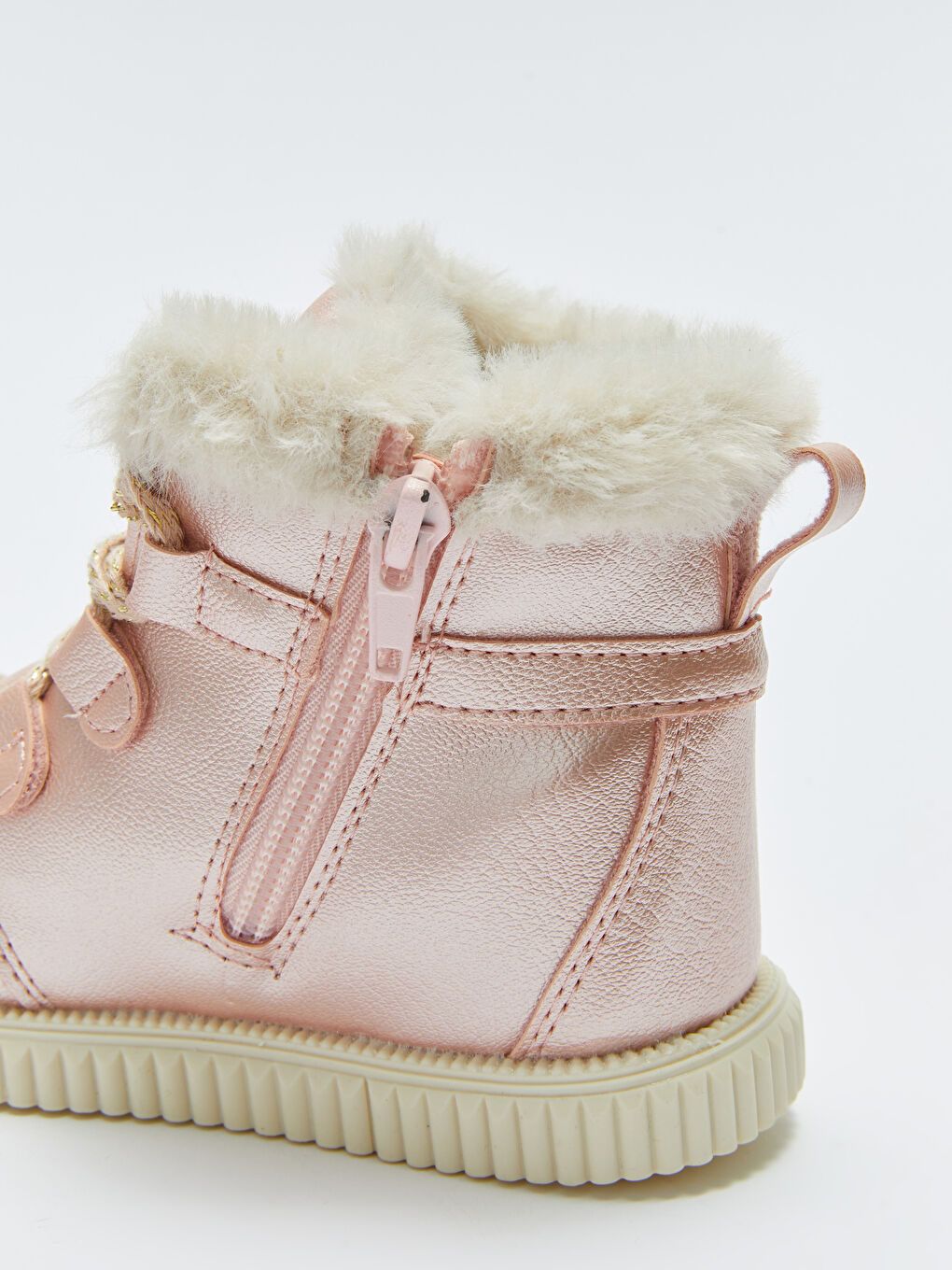 Pembe Bağcıklı Fermuarlı Kız Bebek Bot-5