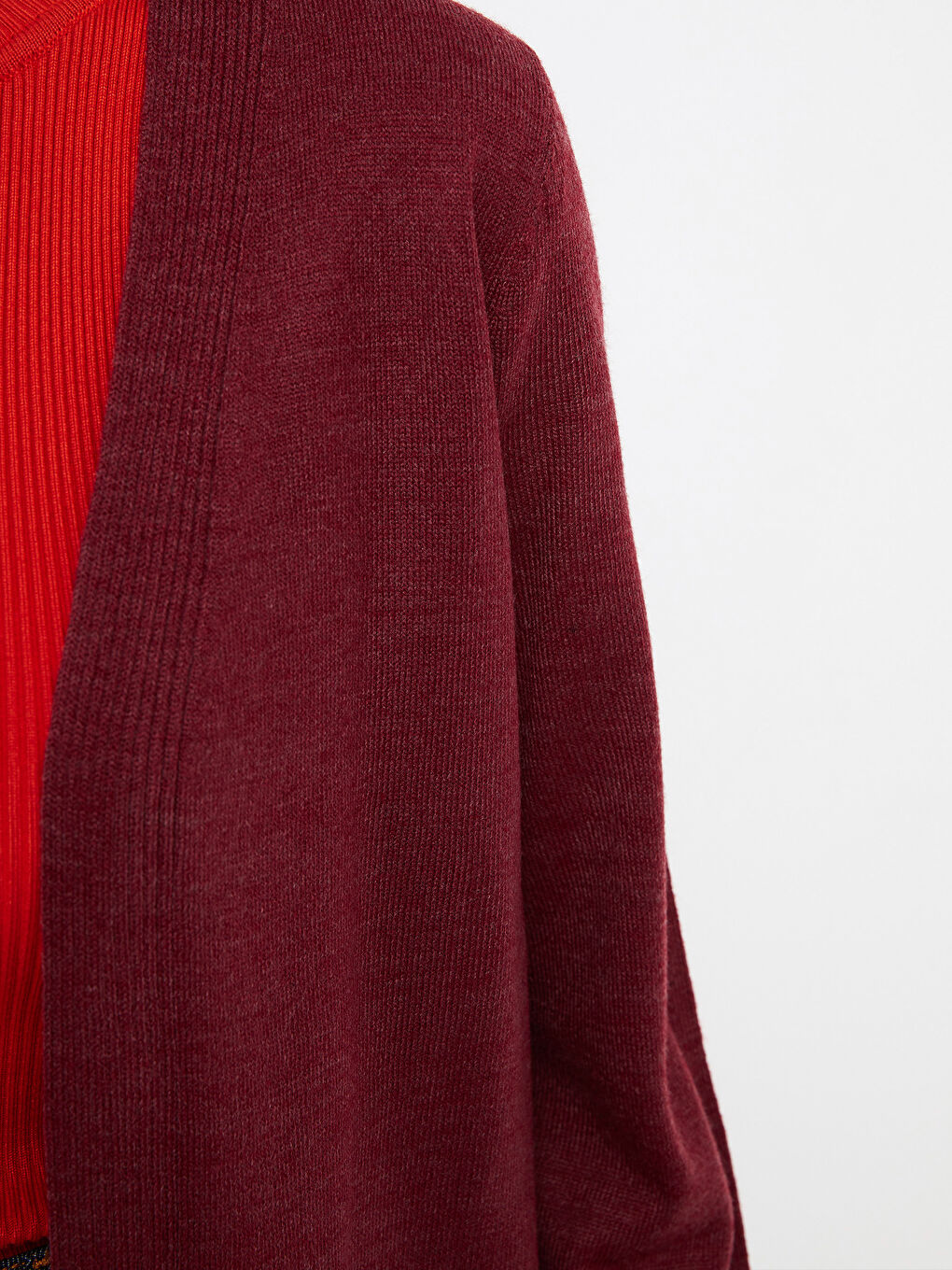 Şal Yaka Düz Uzun Kollu Kadın Triko Hırka-2