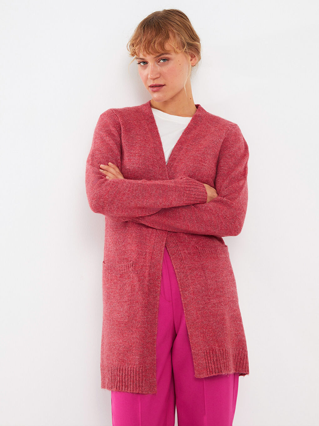 Shawl Collar Plain Long Sleeve Women's Knitwear Cardigan